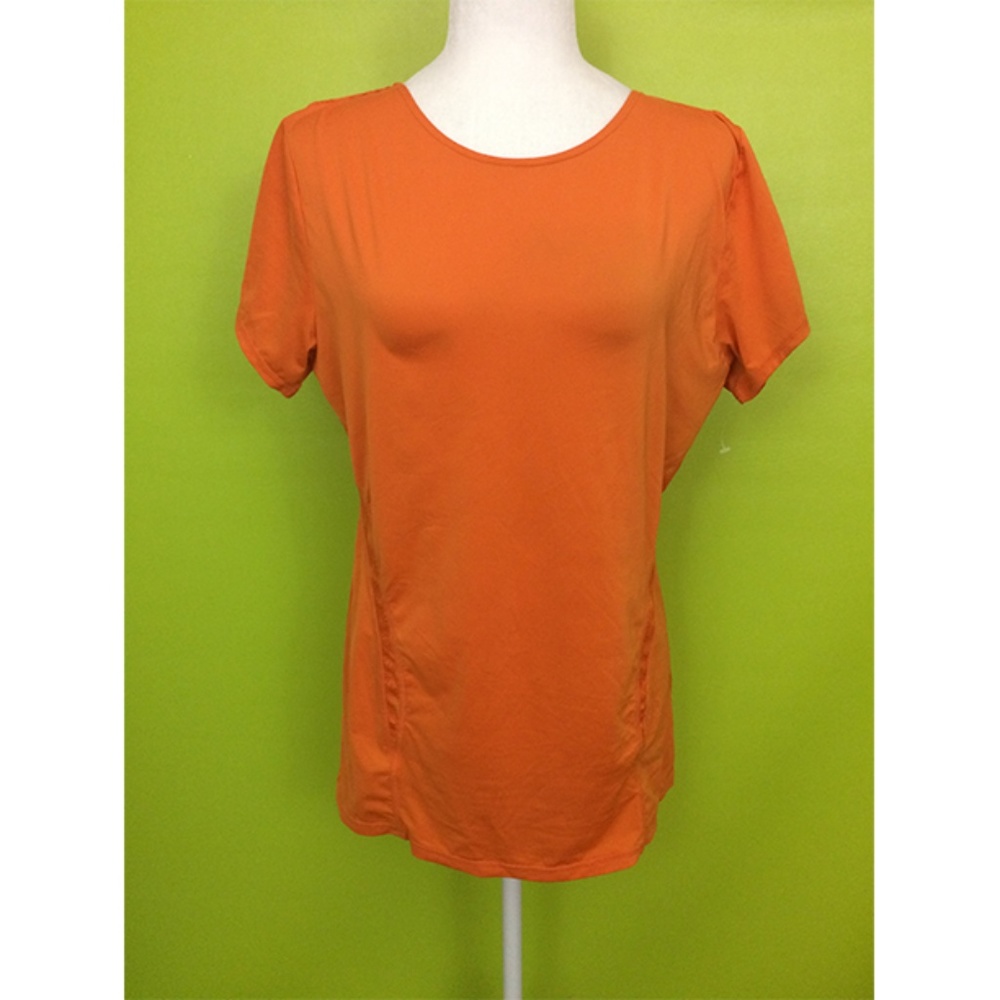 Rusell Short Sleeve Accent Back Orange Top L